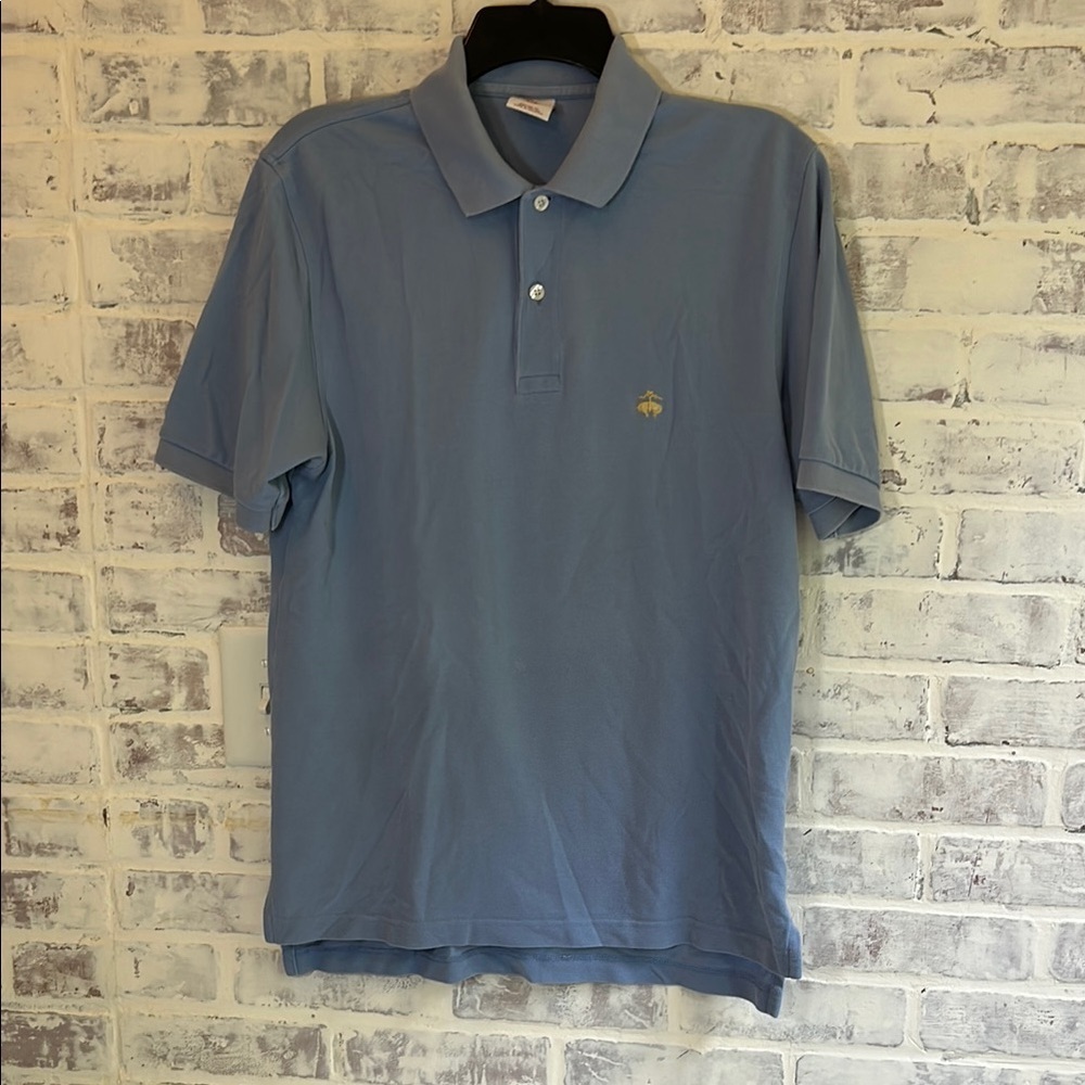 Brooks Brothers Men’s Small Cotton Polo S/S Light Blue Embroidered Golf Preppy